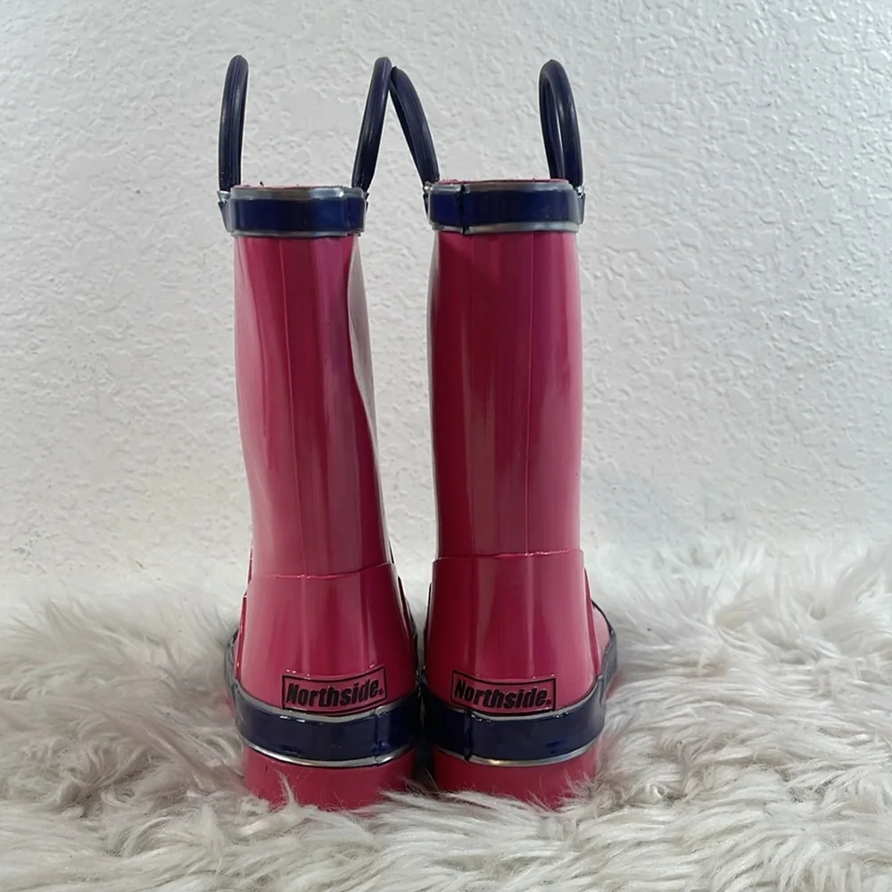 Northside Little Girls' Classic Solid Rainboot Pink / Purple Slip On Size 2 NEW
